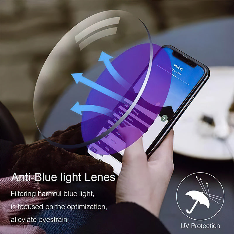 Komfortable Unisex Lesebrille multifokal, Blaulichtfilter. Ideal für Bücher & Bildschirme.