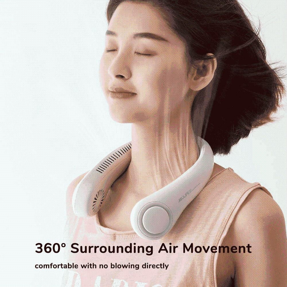 Stilvoller Unisex Nackenventilator; leicht, flexibel und wiederaufladbar für maximalen Komfort.