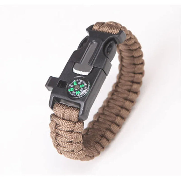 Multifunktionales Survival-Armband 15-in-1 aus Paracord, Kompass, Pfeife, Feuerstahl für Abenteuer.