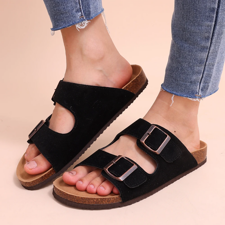 Unisex Orthopädische Sandalen mit Kork-Fußbett, bequeme Sommerschuhe für Fussgesundheit und Komfort.