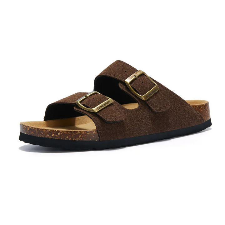 Bequeme Unisex-Sandalen mit orthopädischem Kork-Fußbett, ideal für gesunde Füße und angenehmen Alltag.