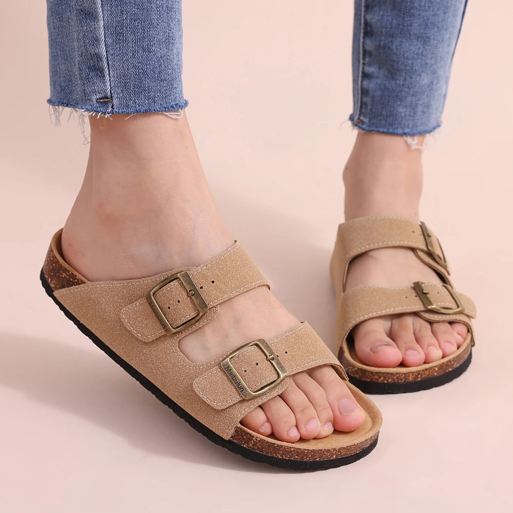 Verstellbare Unisex-Sandalen mit orthopädischem Kork-Fußbett, bieten optimalen Halt für Damen und Herren.