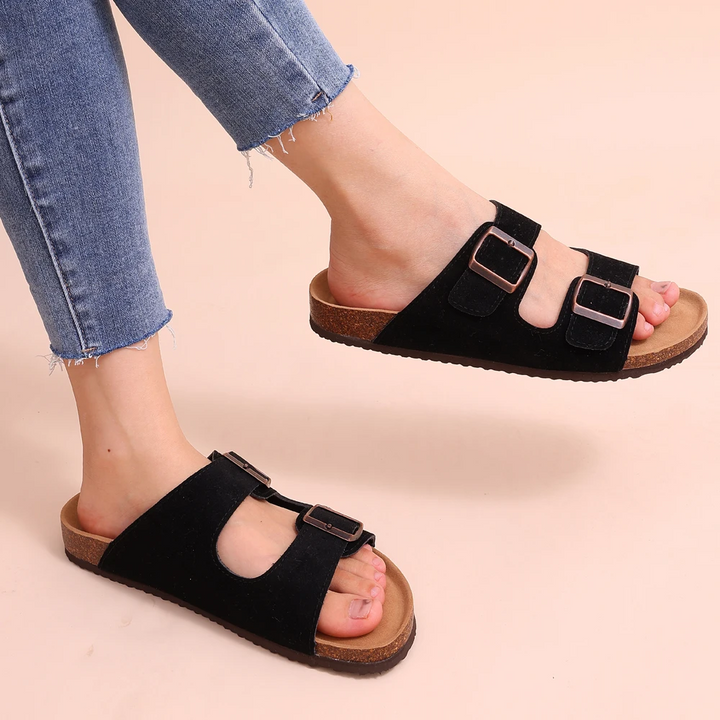 Orthopädische Unisex-Sandalen mit Kork-Fußbett, essentielle Sommerschuhe für Komfort und Fussgesundheit.