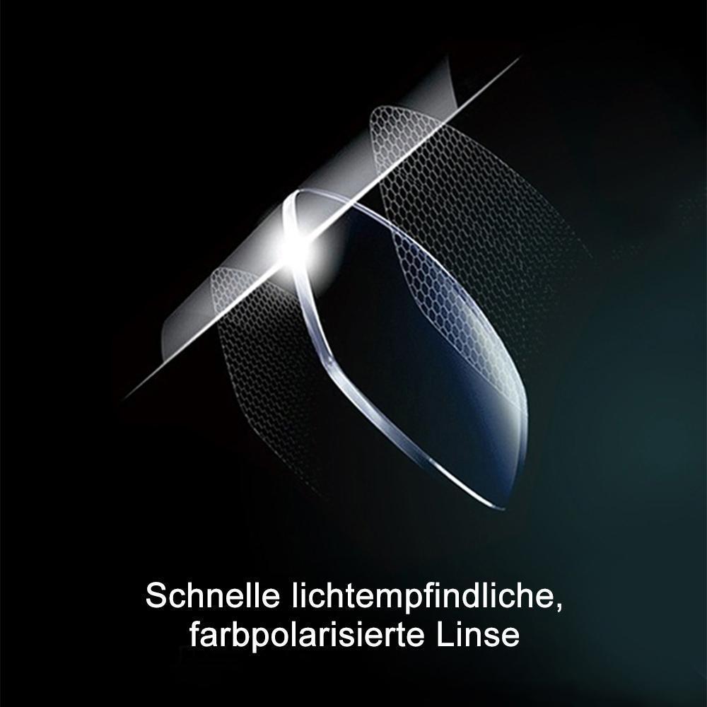 Robuste Outdoor-Sonnenbrille, selbsttönend & polarisierend, ideal für Sport, mit UV400 Schutz.