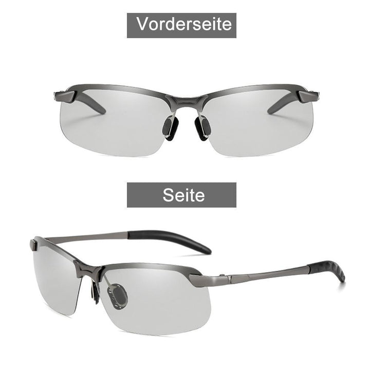 Moderne Unisex Sonnenbrille, photochrom, polarisiert, mit Blendschutz und umfassendem UV400 Schutz.