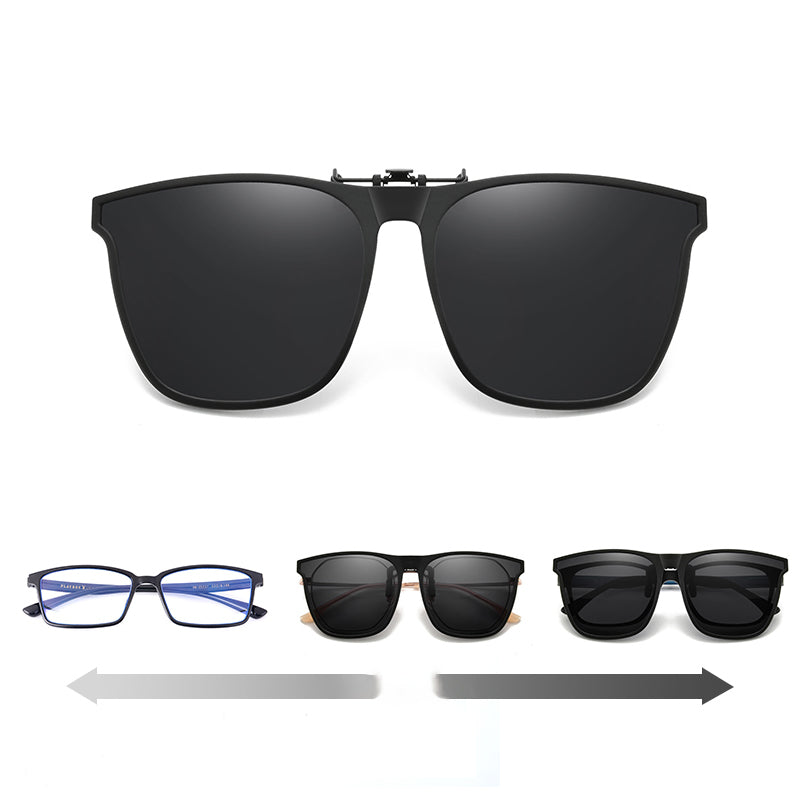 Praktischer polarisierter Sonnenbrillenclip als Fahrbrille mit Blendschutz für bessere Sicht.