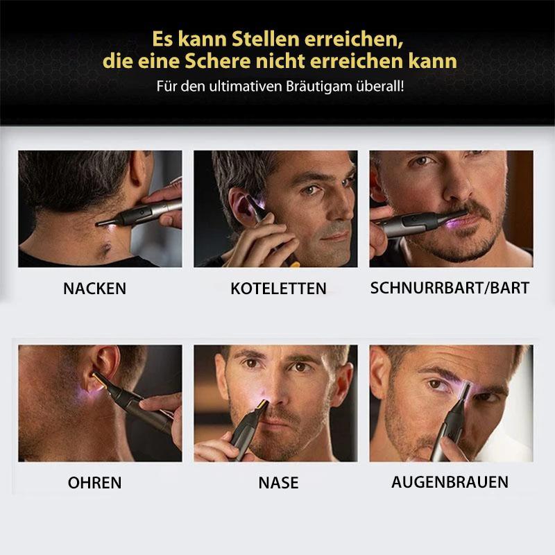 Unisex Grooming-Trimmer für Gesichtspflege, Nase, Ohren & Bart. Mit LED-Licht.
