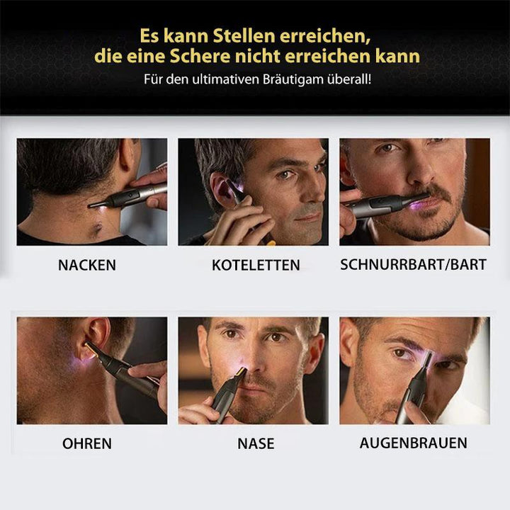 Unisex Grooming-Trimmer für Gesichtspflege, Nase, Ohren & Bart. Mit LED-Licht.