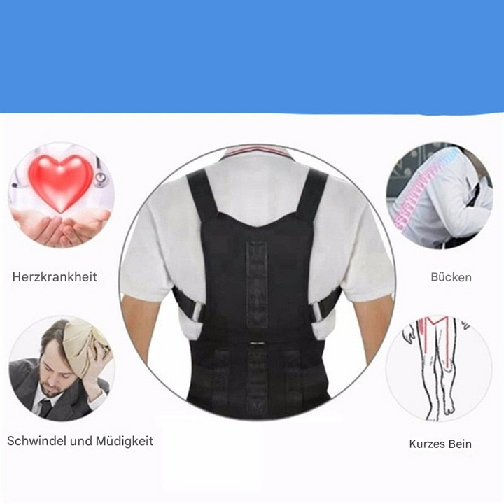 Rückenstütze Unisex mit Magnettherapie für dauerhafte Haltungskorrektur und spürbare Linderung von Rückenschmerzen.