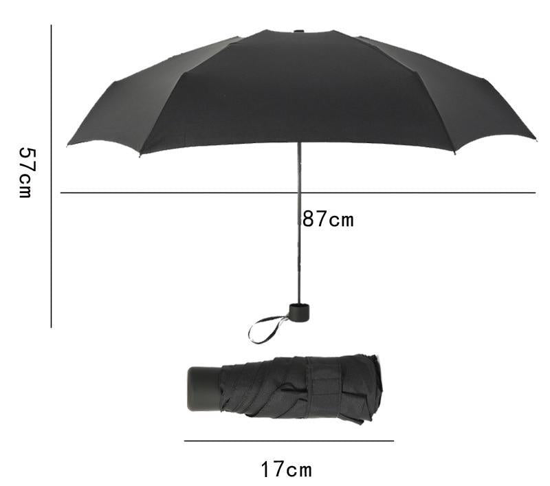 Kompakter Taschenschirm für Damen & Herren, ideal für Reisen, robust, windstabil, schützt vor Regen & Sonne.