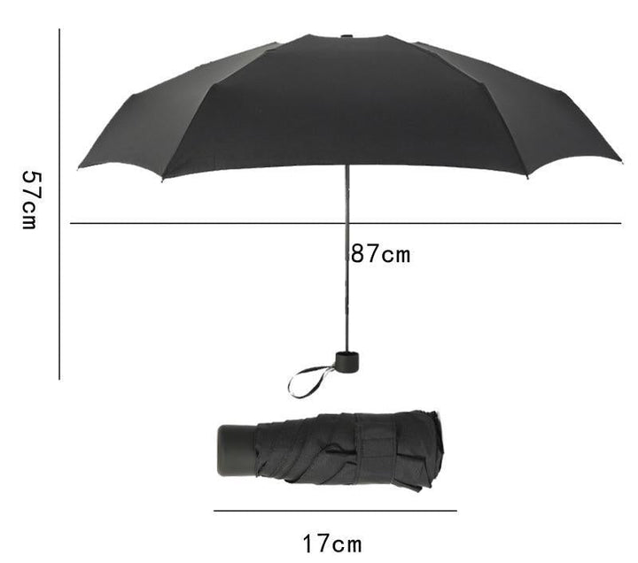 Kompakter Taschenschirm für Damen & Herren, ideal für Reisen, robust, windstabil, schützt vor Regen & Sonne.