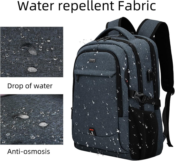 Grauer Unisex Reiserucksack mit USB-Ladeanschluss für Business & Freizeit.