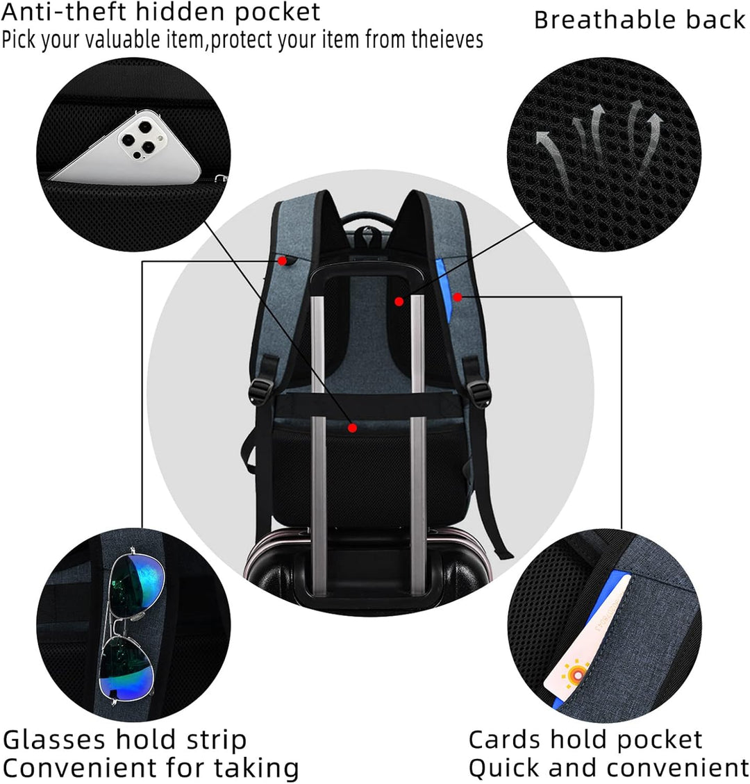 Eleganter grauer Business Laptoprucksack, Anti-Diebstahl, mit Organisation.