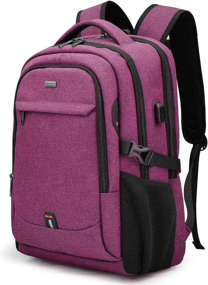 Grauer Tagesrucksack für Damen mit Laptopfach, USB & Innenorganisation.