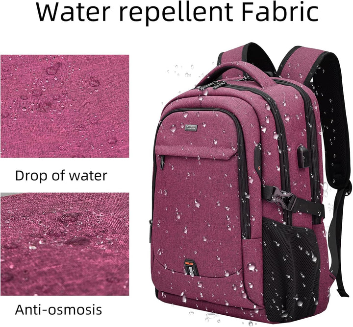 Hochwertiger grauer Laptoprucksack für Reisen und Arbeit, mit USB-Port.