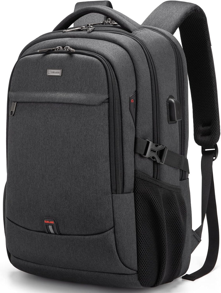 Grauer Unisex Reiserucksack, ideal für Kurztrips, mit USB-Anschluss.