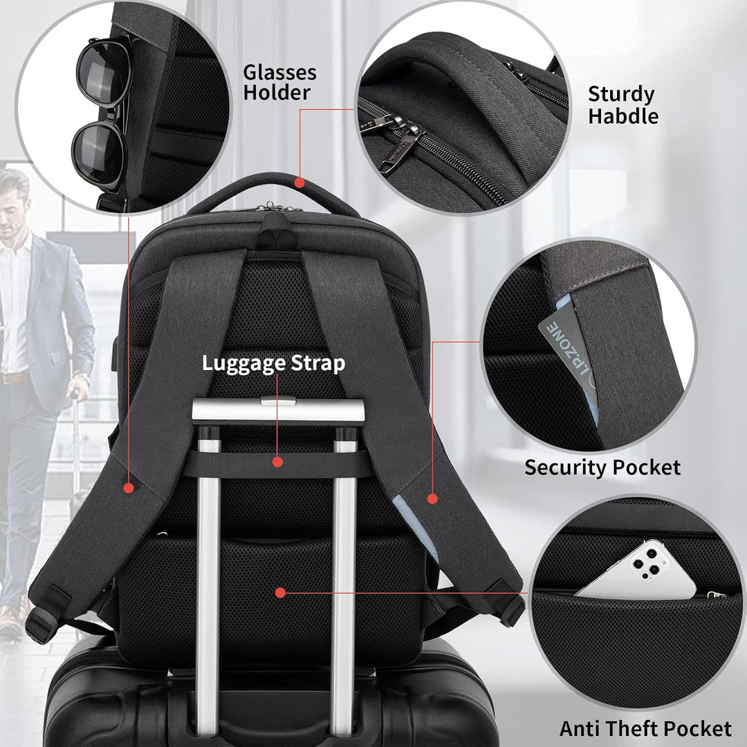 Stilvoller blauer Pendlerrucksack, unisex, mit Anti-Diebstahl & Laptopfach.