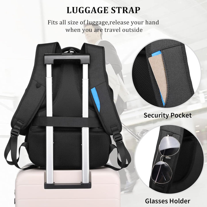 Eleganter rosa Business Laptoprucksack, Anti-Diebstahl, mit Organisation.