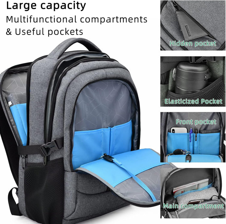 Rosa Tagesrucksack für Damen mit Laptopfach, USB & Innenorganisation.