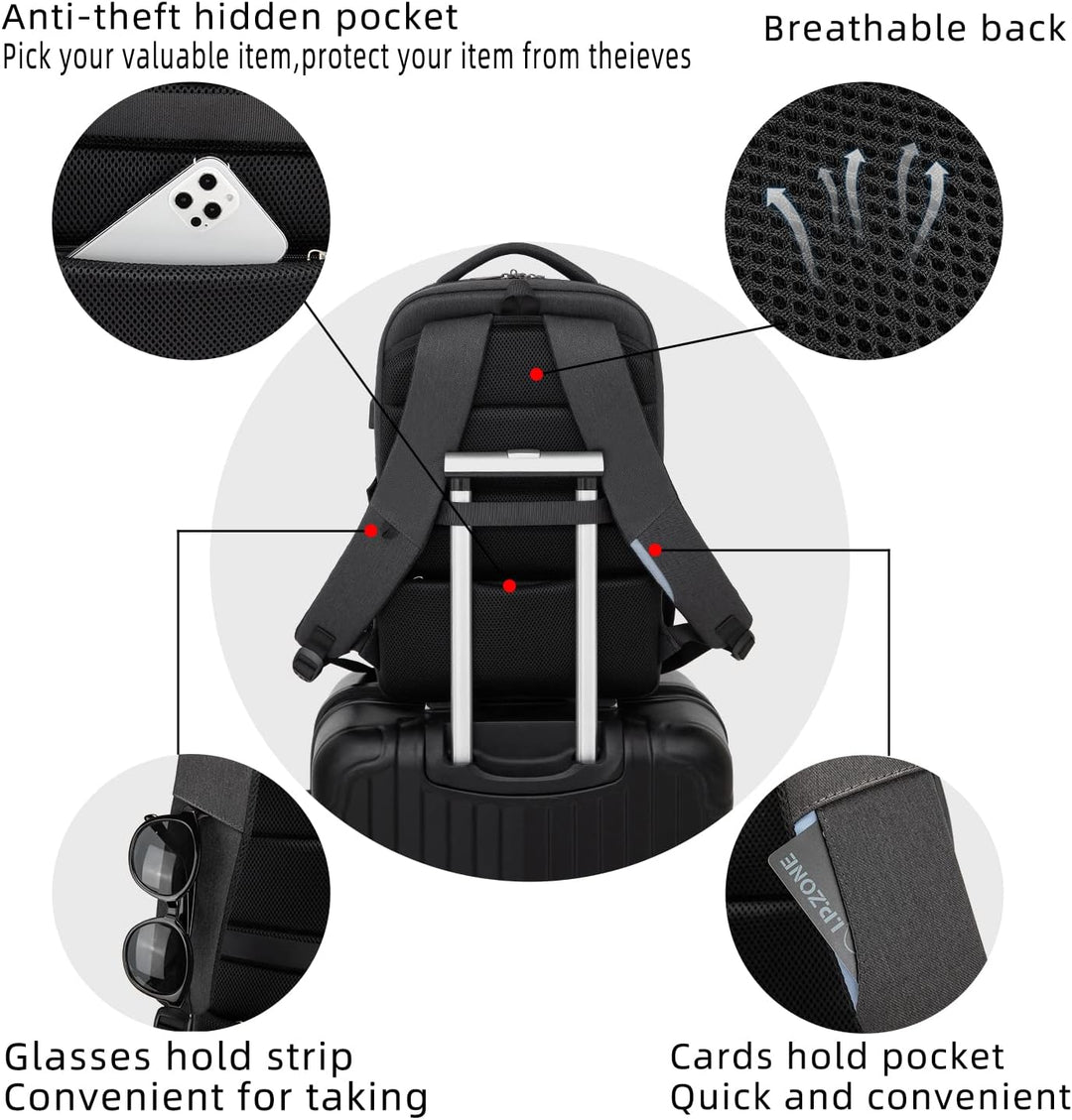 Rosa Laptop-Rucksack für Studenten & Pendler mit USB-Port & viel Platz.