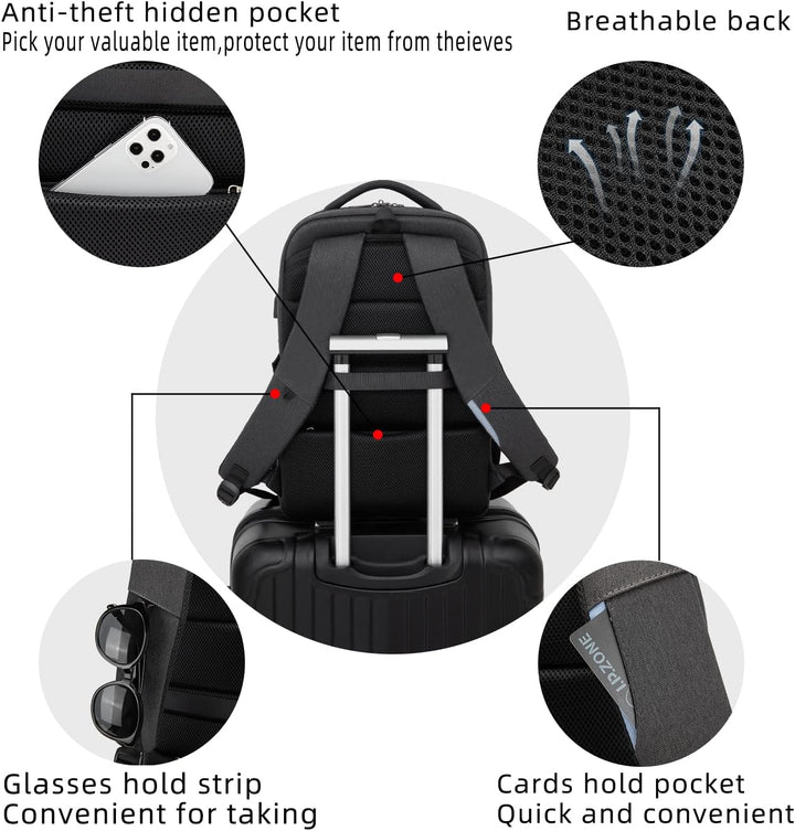 Rosa Laptop-Rucksack für Studenten & Pendler mit USB-Port & viel Platz.