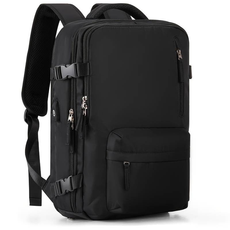 Schwarzer, wasserdichter Unisex Rucksack mit Schuhfach & gepolsterten Trägern, ideal für Alltag.