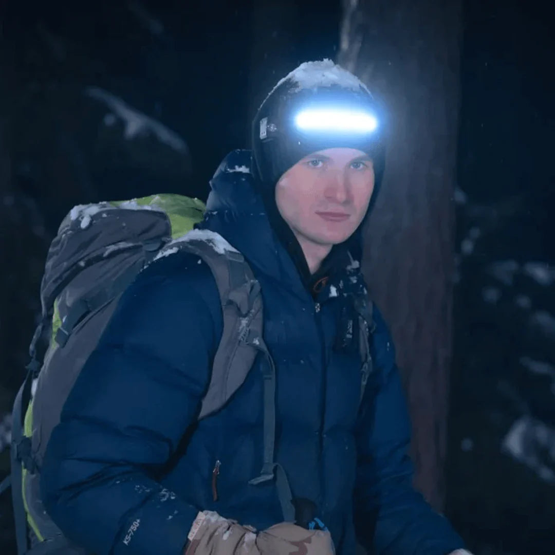 Innovative Sensor-Stirnlampe mit hellen LEDs. Wiederaufladbar für Outdoor, Camping & nächtliche Abenteuer.