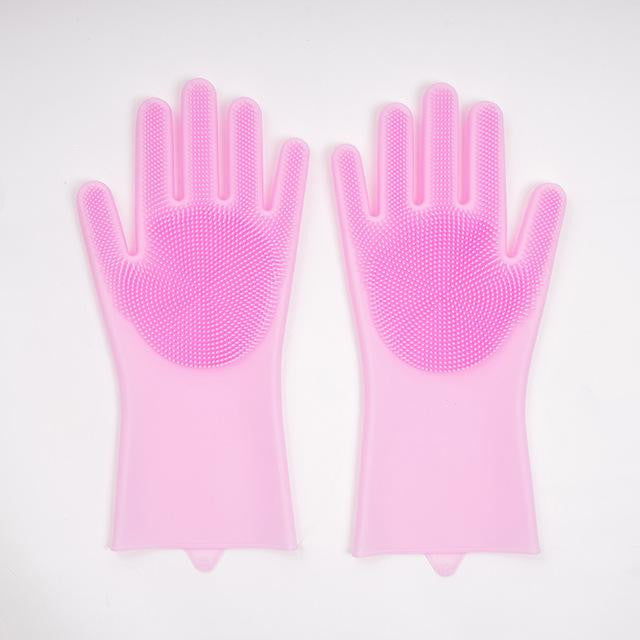 Unisex Silikon-Geschirrspülhandschuhe mit integrierten Bürsten für effiziente Küchenreinigung, BPA-frei.