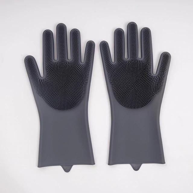 Praktisches 2-in-1-Design: Mehrzweck-Silikonhandschuhe und Spülbürste für den modernen Haushalt.