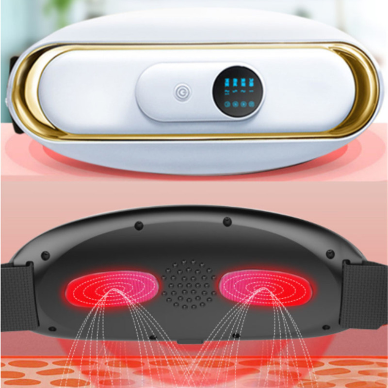 Person entspannt mit dem SlimBelt Vibrationsgürtel am Bauch; genießt Massage, Wärme und Muskelstimulation.