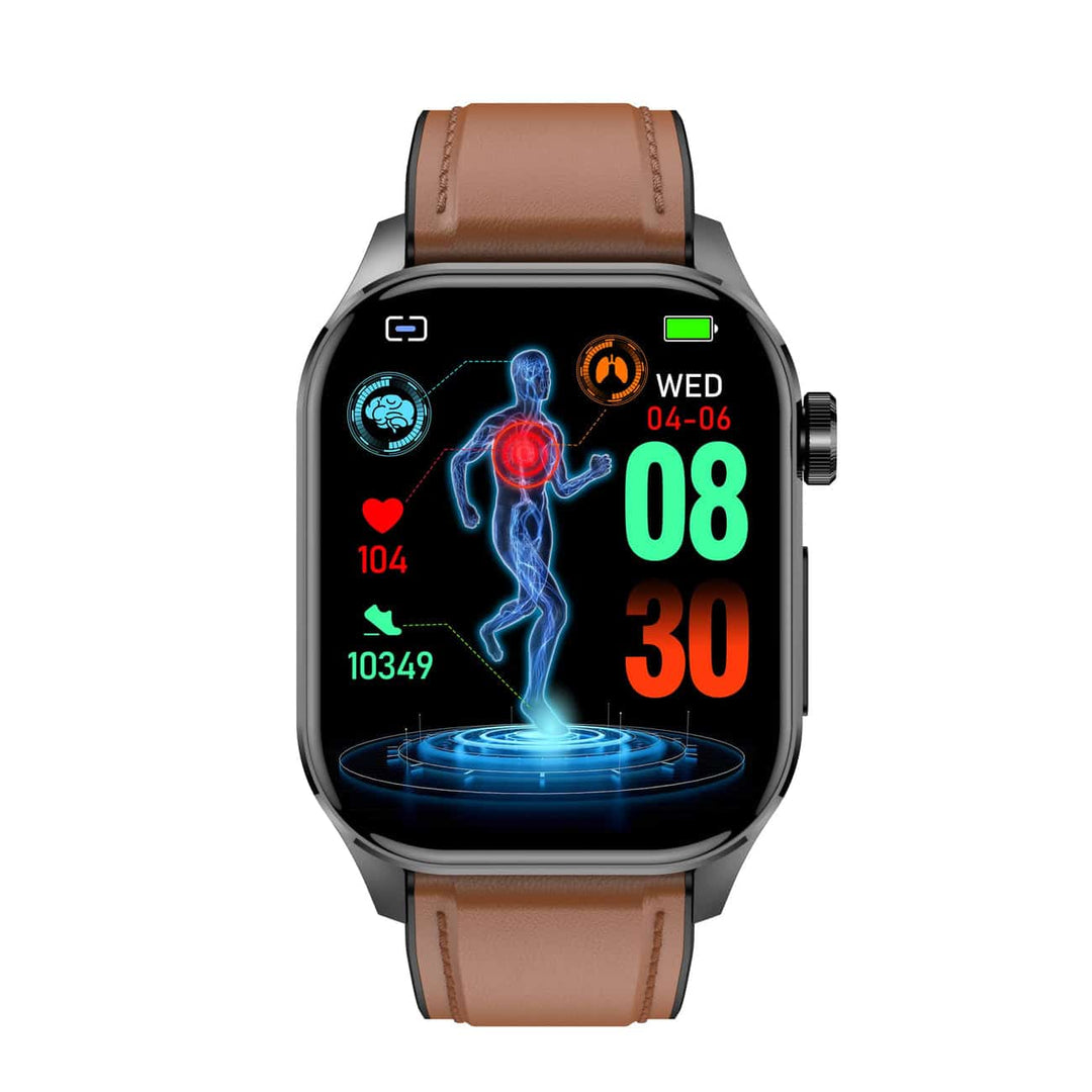 Unisex Smartwatch mit schwarzem Armband. Design für Gesundheit, Fitness & Aktivitätstracking. iOS/Android.