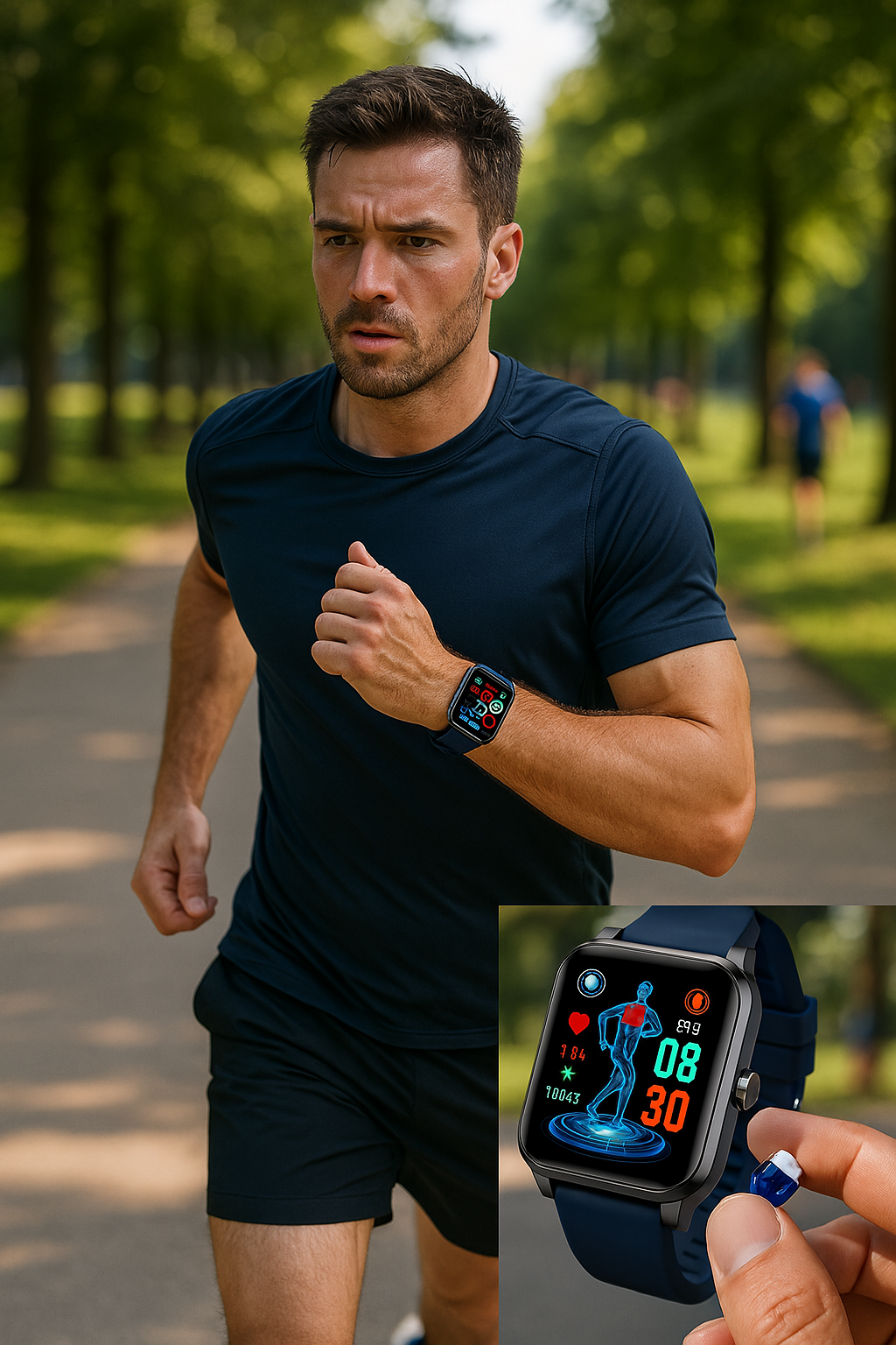 Stylische Unisex Gesundheitsuhr mit großem Display. Perfekt für Fitness, Sport & tägliche Daten.