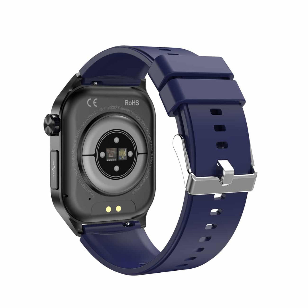 Detailansicht der Smartwatch: EKG-Funktion, Herzfrequenz, Blutdruck & Aktivitätstracking am Display.
