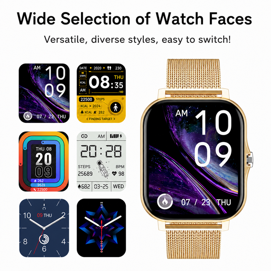 Unisex Smartwatch für Gesundheit & Fitness mit langer Akkulaufzeit & großem Display.