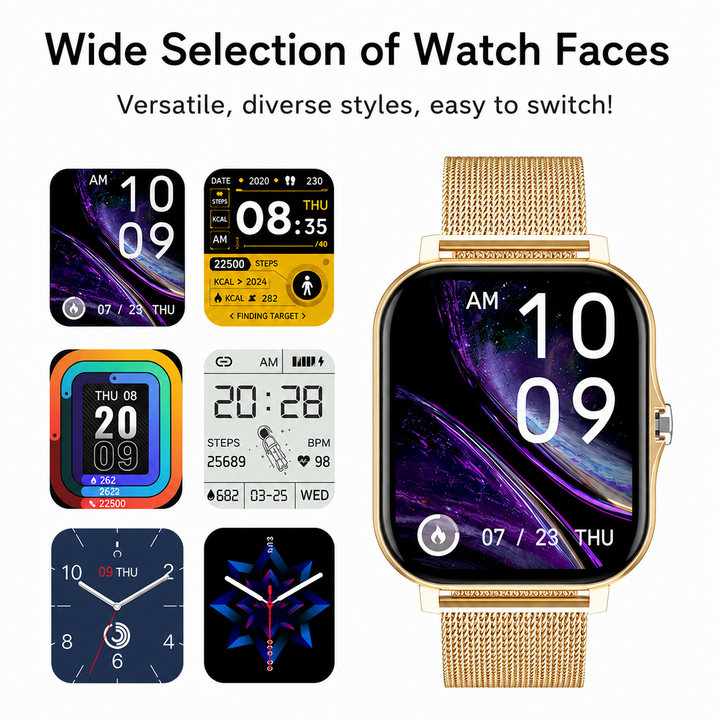 Unisex Smartwatch für Gesundheit & Fitness mit langer Akkulaufzeit & großem Display.
