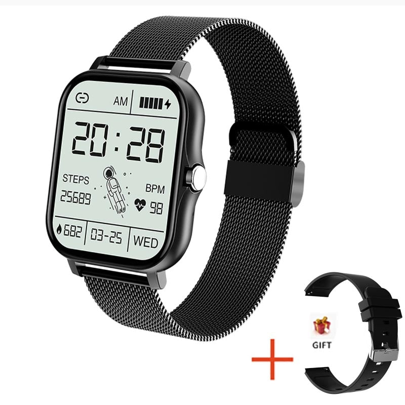 Gesundheits-Smartwatch mit langlebigem Akku, Pulsmesser und Blutdruckmessung am Handgelenk.