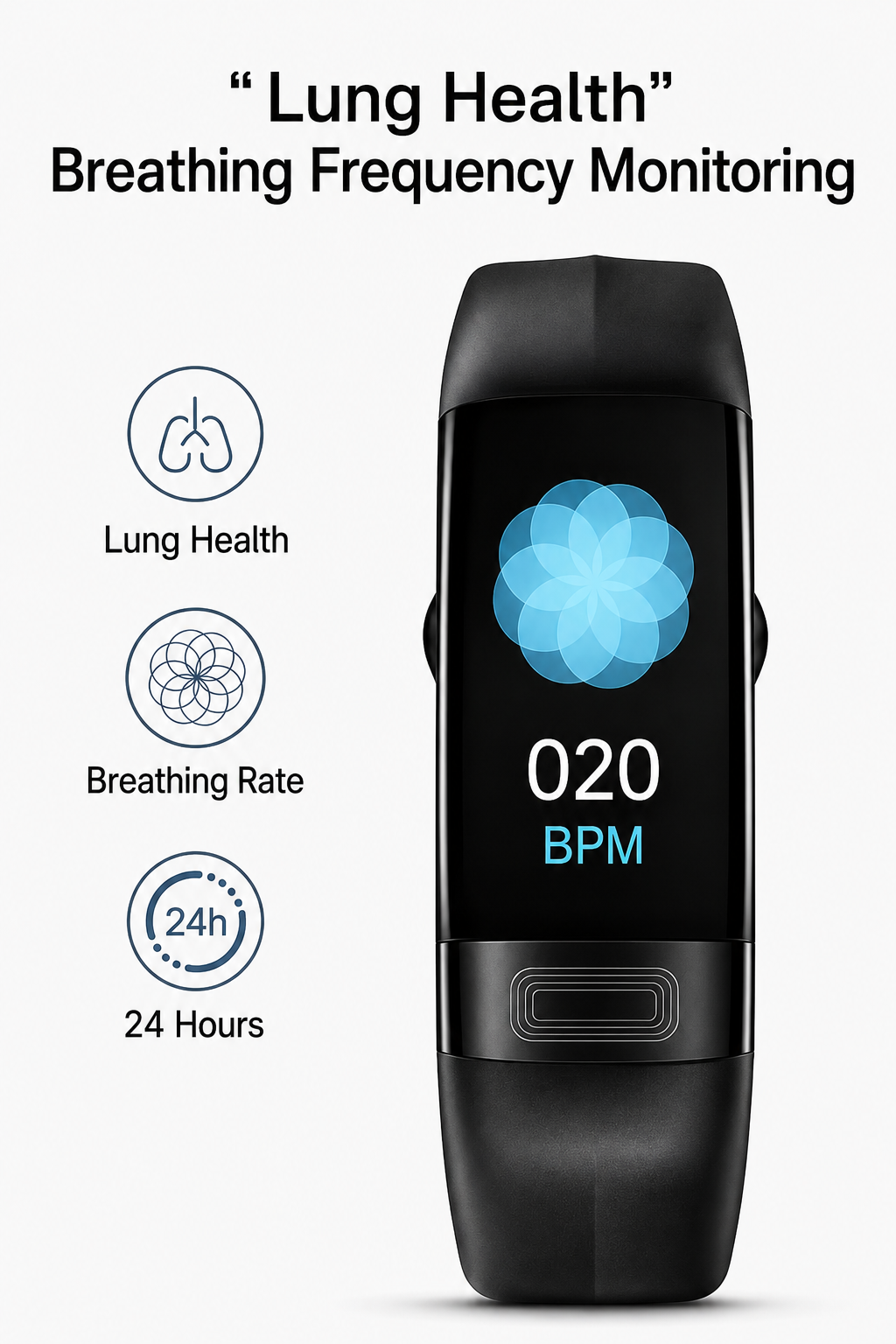 Smartwatch mit schwarzem Armband auf einem Tisch. Wearable mit Bluetooth für Gesundheits- & Fitness-Tracking.