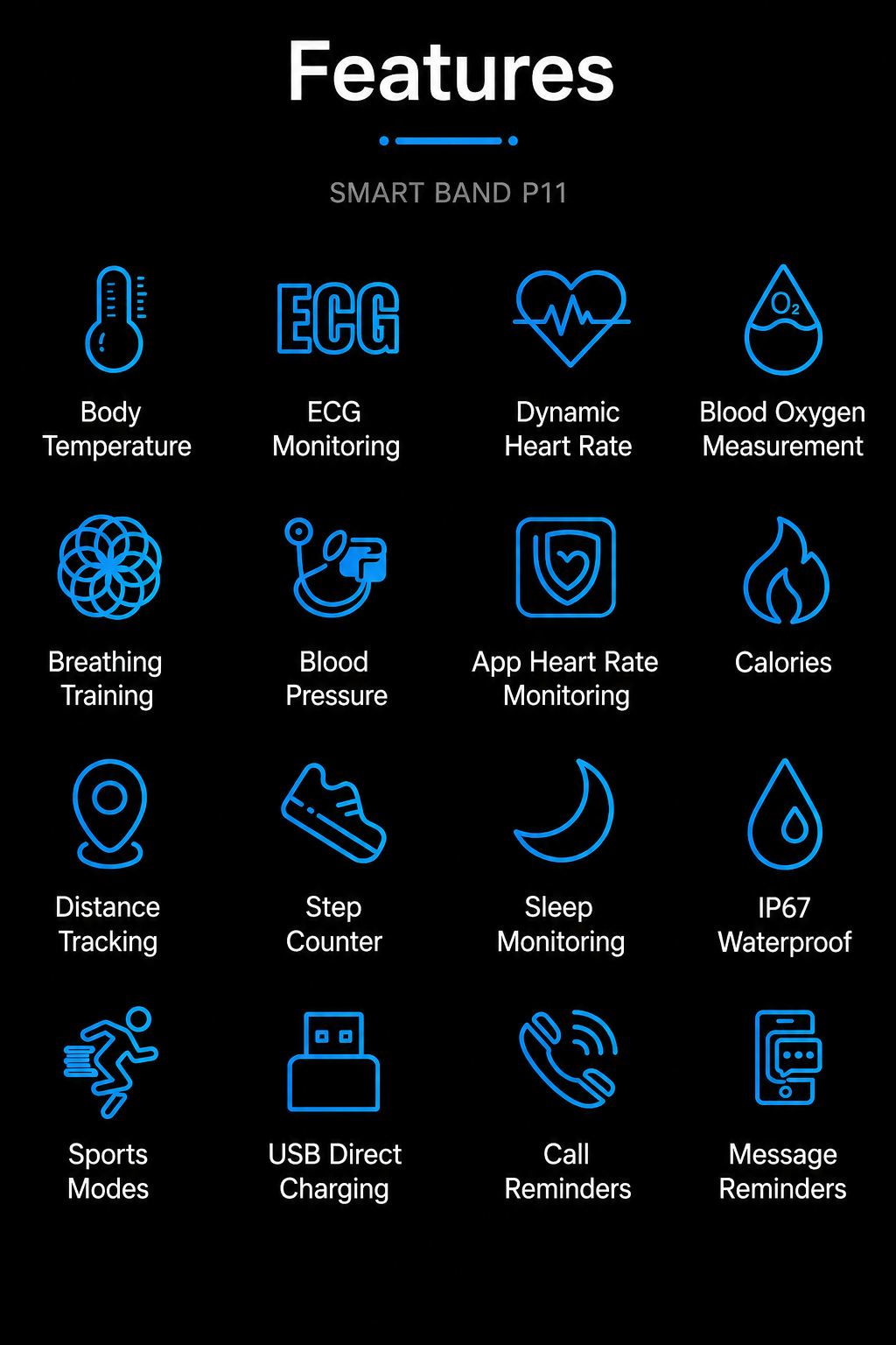 Frontansicht der Smartwatch, Anzeige einer Schlafanalyse. Umfassender Gesundheitstracker für Schlaf & Aktivität.