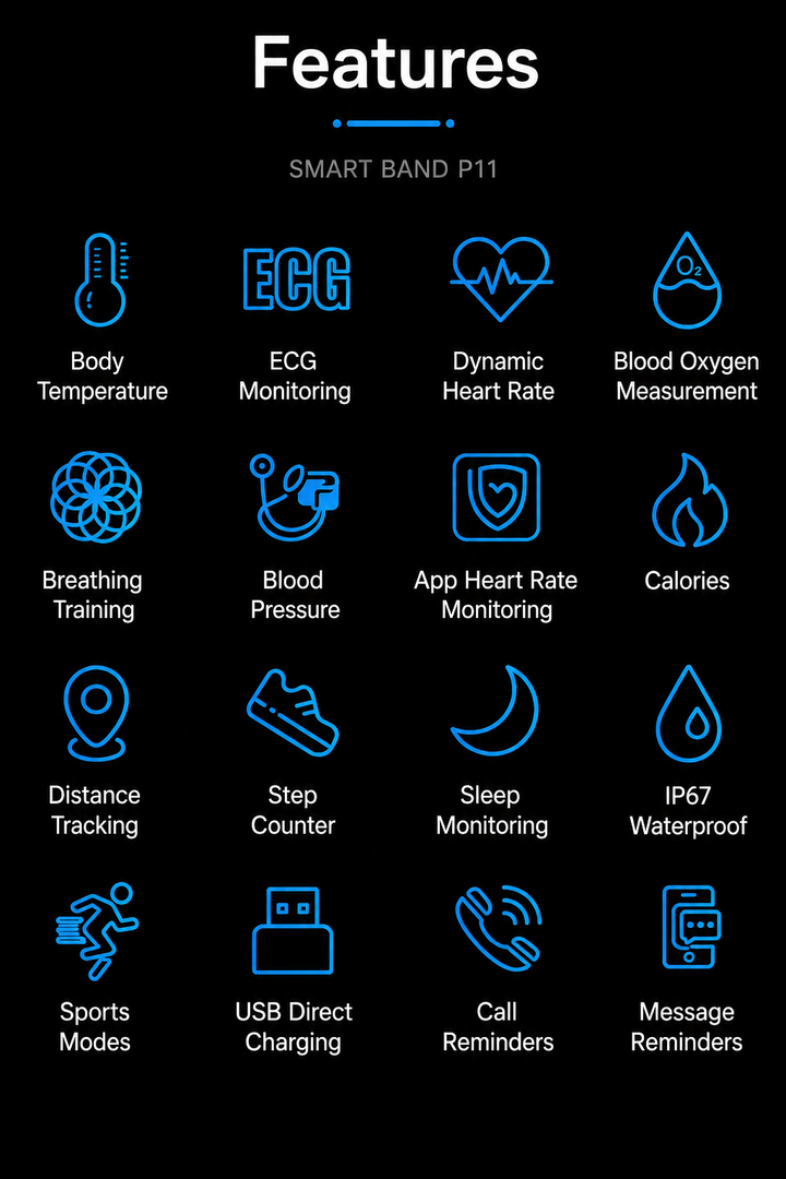 Frontansicht der Smartwatch, Anzeige einer Schlafanalyse. Umfassender Gesundheitstracker für Schlaf & Aktivität.