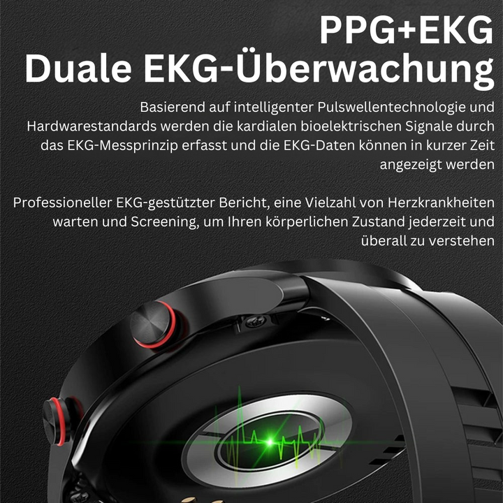 Umfassender Gesundheitsmonitor: Unisex Smartwatch mit EKG, Herzfrequenz und Schlaf-Tracking Funktionen.