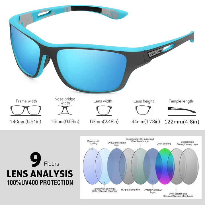 Modische Unisex Sport-Sonnenbrille mit UV400 Schutz & polarisierten Gläsern. Perfekt für Outdoor-Sport.