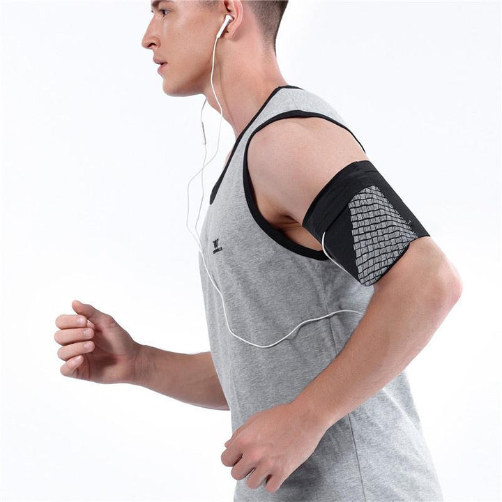 Ergonomisches Handy Sportarmband für Läufer. Bietet sicheren Halt und Stauraum für Zubehör am Arm.