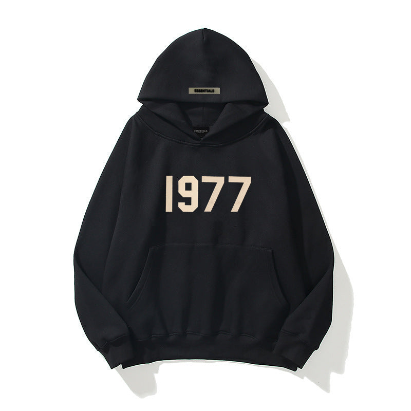 Moderner Raglan Street Hoodie für Damen & Herren, Vintage 1977 Design, komfortabler Kapuzenpullover.