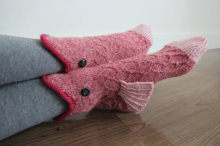 Gemütliche & warme Unisex Krokodilsocken aus Strick, ein lustiges Statement-Piece für einzigartige Fußmode.