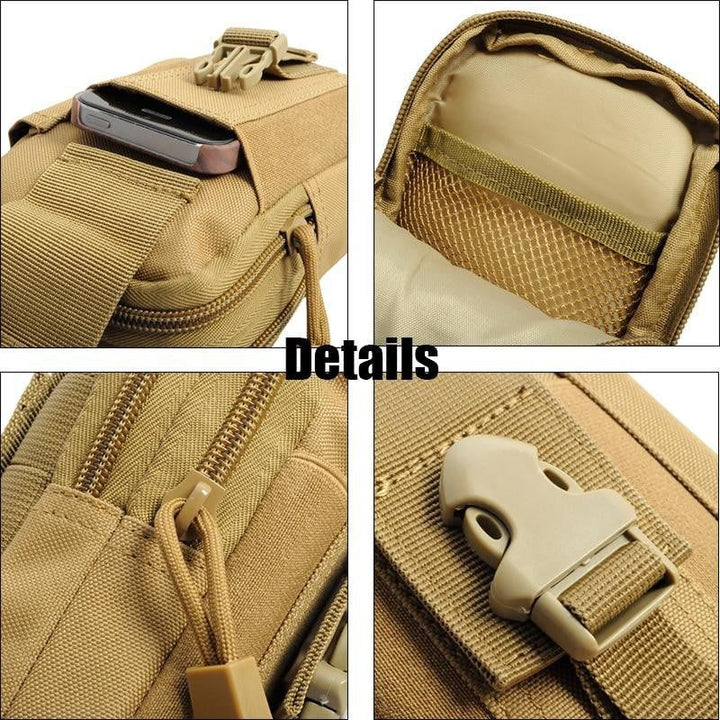 Rückansicht robuste taktische Molle Gürteltasche mit praktischen Befestigungsschlaufen für Outdoor & Militär.