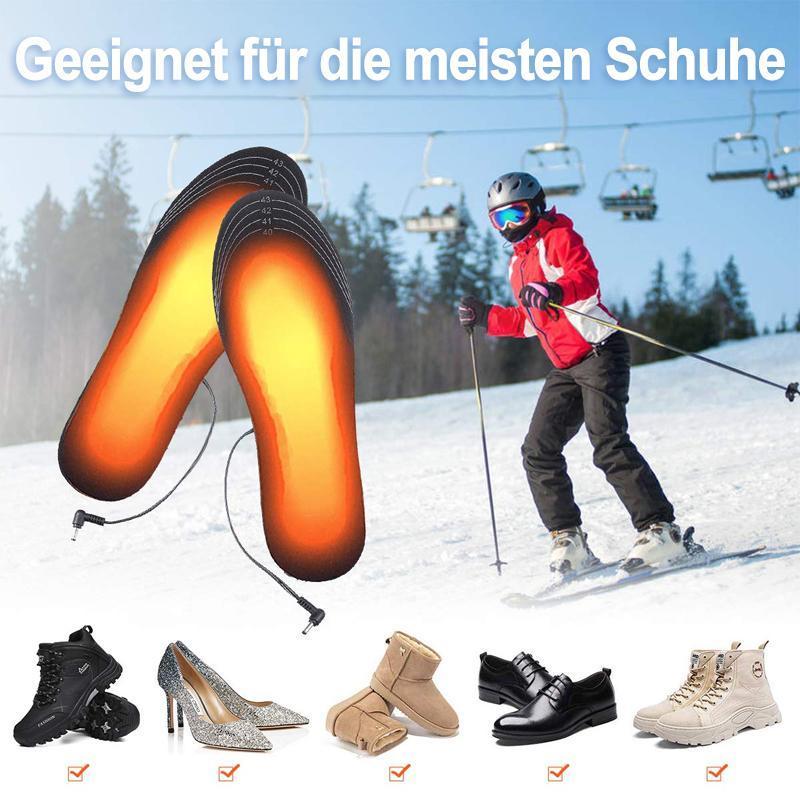 Zuschneidbare USB-Thermoeinlagen für Schuhe, bieten Kälteschutz und Komfort im Winter.
