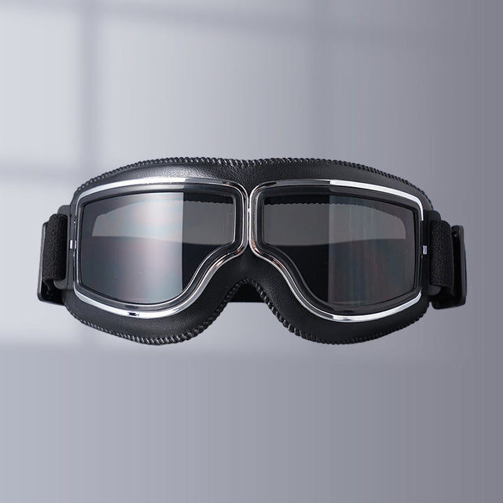 Klassische Motorradbrille, retro Design, unisex, ideal für Oldtimer-Motorräder und Sport.