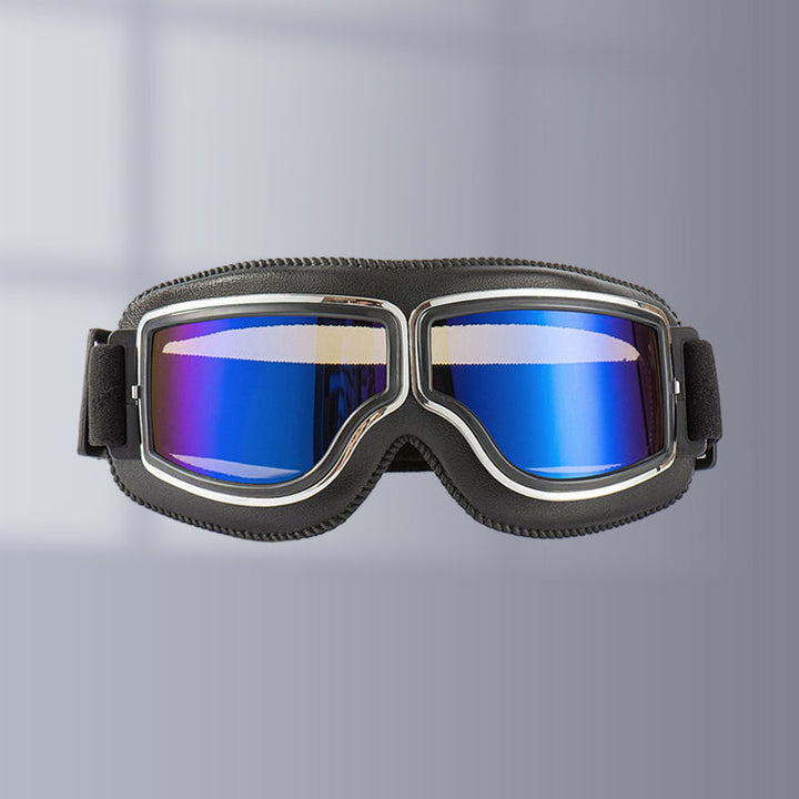 Robuste Unisex Retro Pilotenbrille für Motorradfahrer, Wind- & Staubschutz, Vintage-Stil.