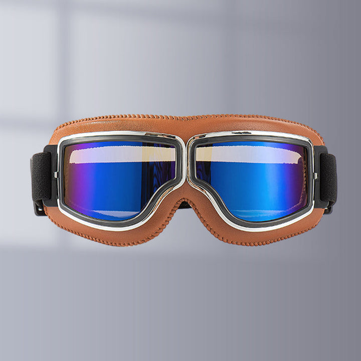 Retro Motorradbrille, klassisch, unisex, für sicheres Fahren und stylischen Look beim Sport.