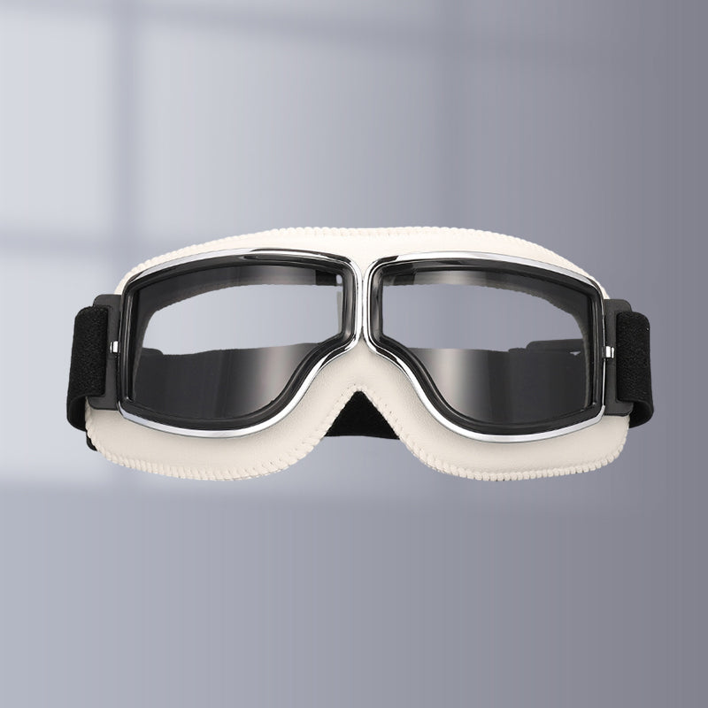 Vintage Schutzbrille, unisex, ideal für Motorrad und Radfahren, komfortabler Sitz, retro Style.